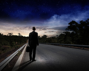 Businessman on road