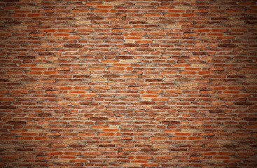 old brown, orange, grunge red brick wall for texture, background