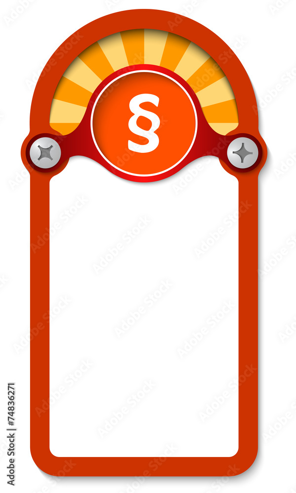 Poster red vertical box for any text with paragraph