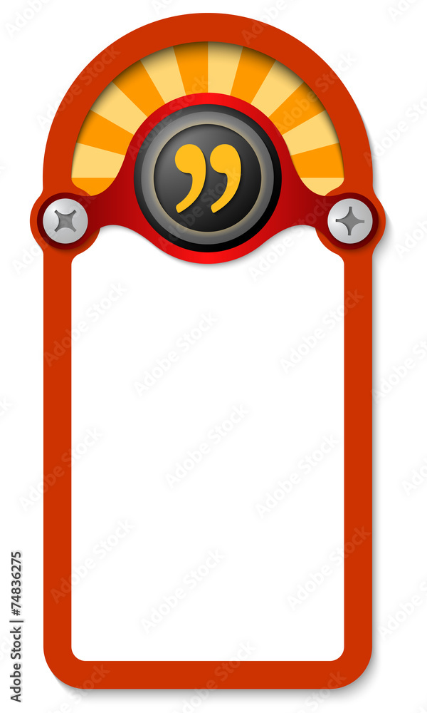 Poster red vertical box for any text with quotation mark