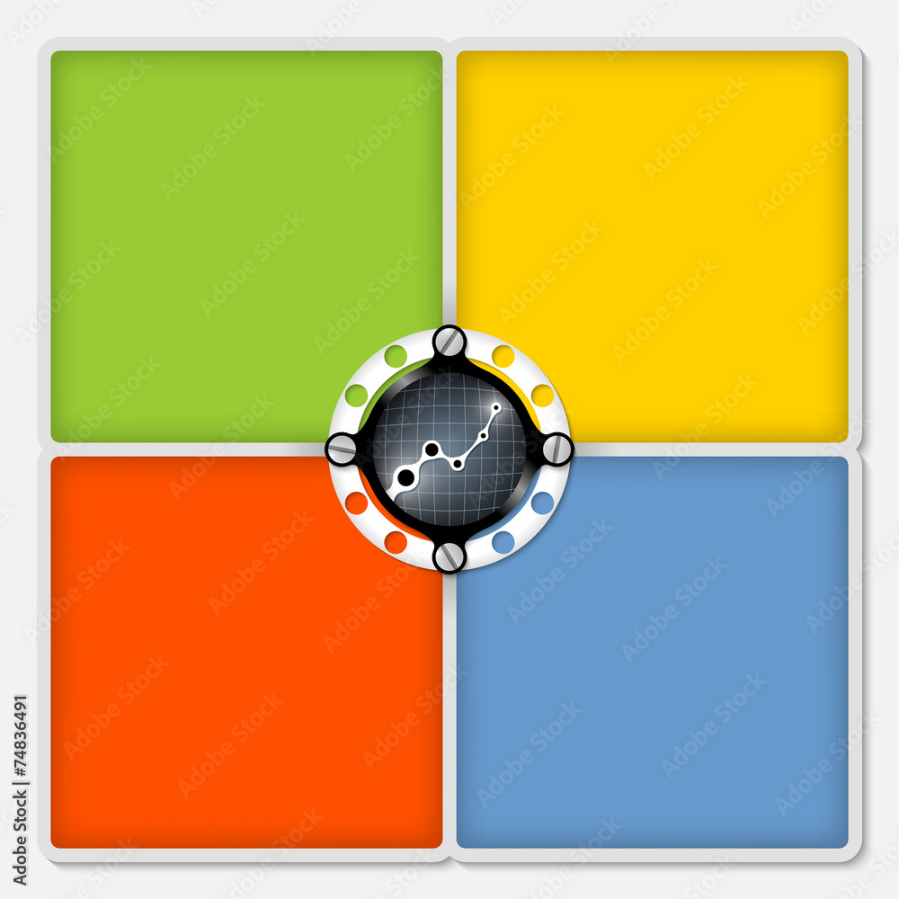 Poster four colored frames for white text and graph