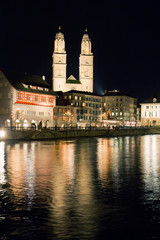 Zurich city at night in Switzerland