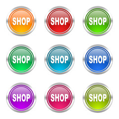 shop colorful vector icons set