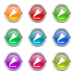 plug colorful vector icons set