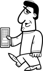 man with smart phone coloring page