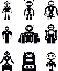 Set of silhouette robots
