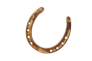 Hufeisen. Goldene Hufeisen auf wei&szlig;