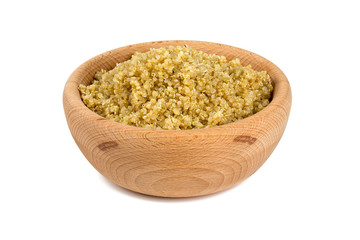 cooked quinoa in a bowl isolated