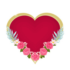 Valentines day hearts and pink roses vector