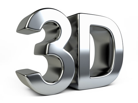 Metallic 3D logo with reflection.