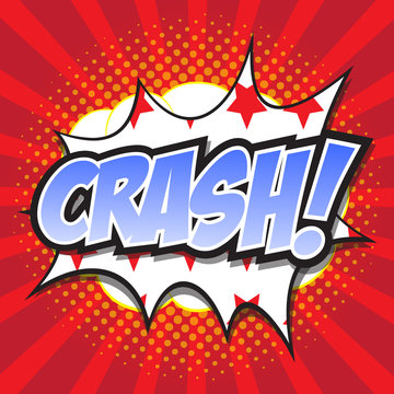 CRASH! wording sound effect set design for comic background