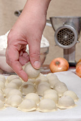 Russian dumplings. The process of cooking.