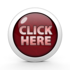 Click here circular icon on white background