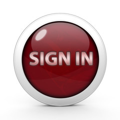 sign in circular icon on white background