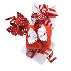 gifts with ribbons isolated on white background
