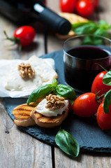 Concept of Italian food with gorgonzola