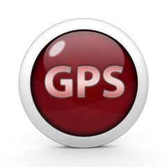 Gps circular icon on white background