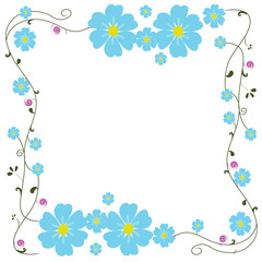 Fototapeta na wymiar frame blue flower vector