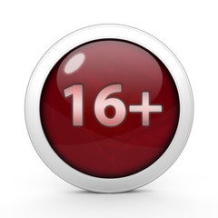 16+ circular icon on white background
