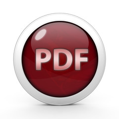 Pdf circular icon on white background