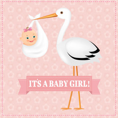 Poster Stork With Baby Girl