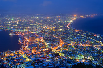 The city of Hakodate in the twilight