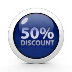 Discount 50 circular icon on white background