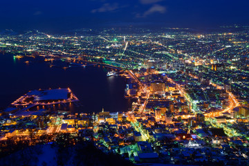 The city of Hakodate in the twilight