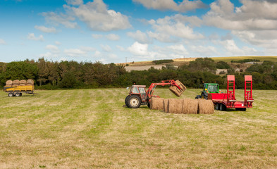 Obraz premium Tractor at Straw harvesting