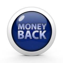 Money back circular icon on white background