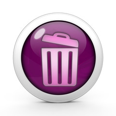 trash can circular icon on white background