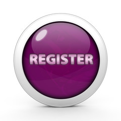 register circular button on white background