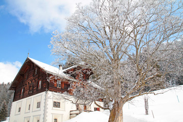 Fototapeta na wymiar Bauernhaus im Winter