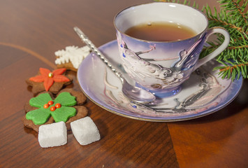 Cup Of Tea And Gingerbread Cookies