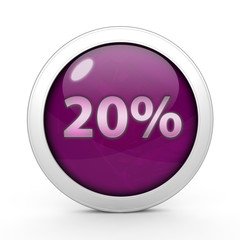 Twenty percent circular icon on white background