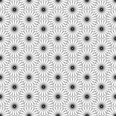 Black and white seamless pattern with flower style.