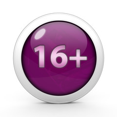 16+ circular icon on white background