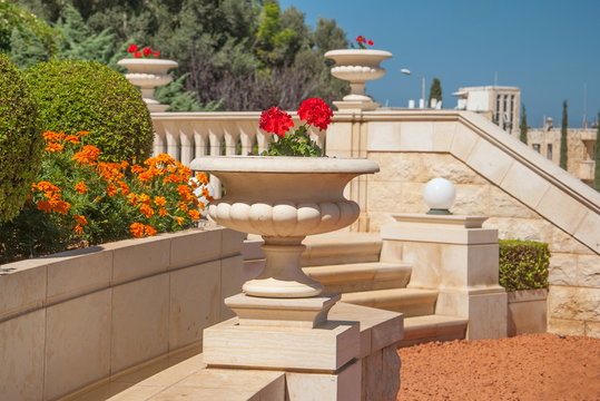 Beautiful landscaped garden in Haifa in Israel