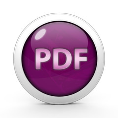 Pdf circular icon on white background