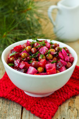 Traditional Russian salad of beetroot