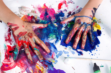 Hands in paint