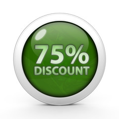 Discount 75 circular icon on white background