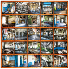 fabbriche in rovina bacheca collage