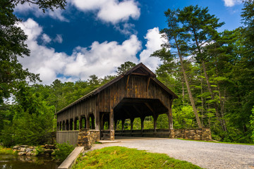 Fototapeta na wymiar The covered bridge above High Falls, in Dupont State Forest, Nor