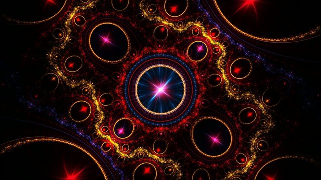 colorful swirling wheels in fractal space