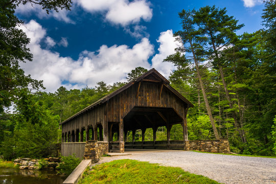 The covered bridge above High Falls, in Dupont State Forest, Nor
