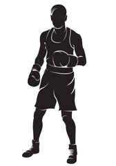 Boxer. Vector silhouette, isolated on white