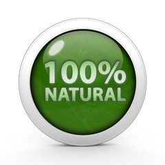 100% natural circular icon on white background