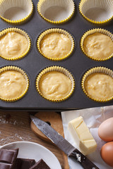 The process of baking the cake close up vertical top view