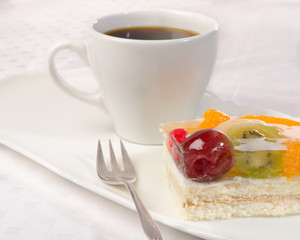 fruit cake with coffee